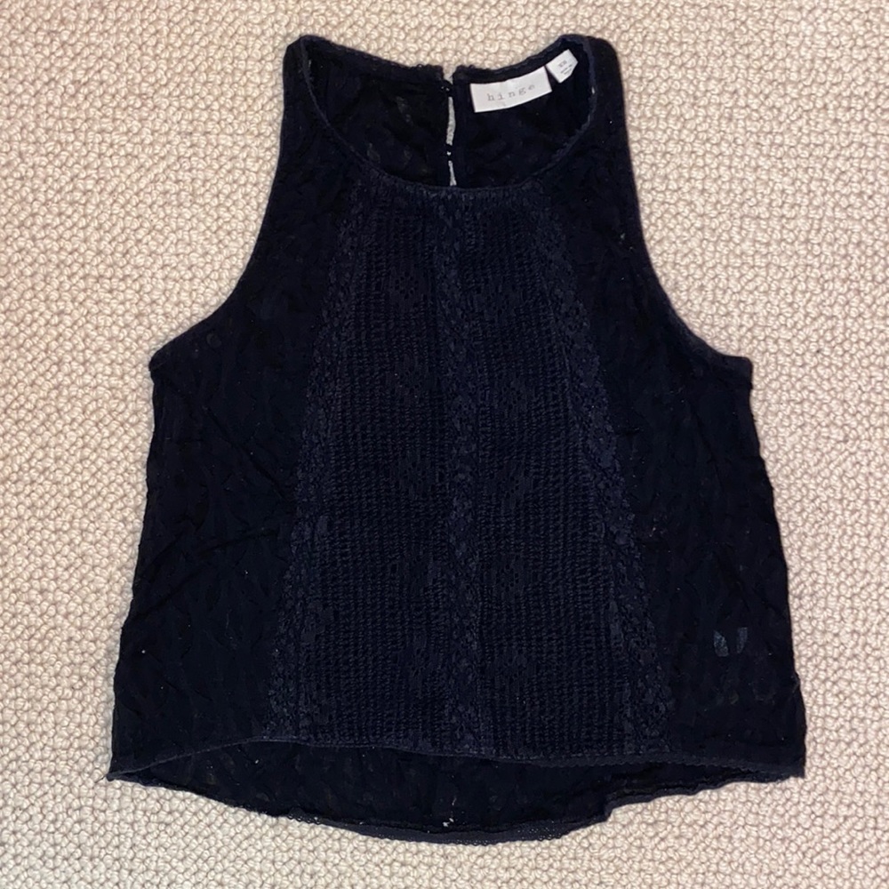 Crochet detail black tank top